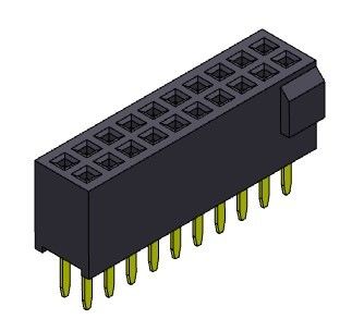Type droit d'en-tête rangée femelle du connecteur 1.27mm de double avec la bosse 2*3 PIN To 2*50PIN H=4.40mm