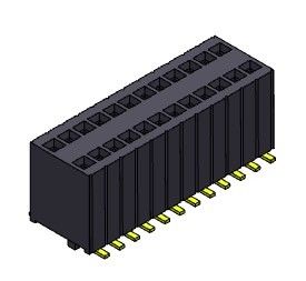 Rangée femelle du connecteur 1.27mm d'en-tête double avec le type de SMT de chevilles - 2 *3 PIN To 2*50PIN H=5.75mm