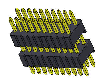 Type droit 1.27*2.54mm 2*2 PIN To 1*40PIN SQ0.46mm de double pile de rangée de Pin Header Connector 1.27mm Serise