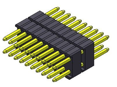 Type droit 1.27*2.54mm 2*2 PIN To 1*40PIN SQ0.46mm de double pile de rangée de Pin Header Connector 1.27mm Serise