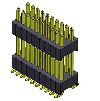 type droit de SMT de double de rangée de 1.27*2.54mm pile femelle d'en-tête - 2 *3 PIN To 2*40PIN SQ0.46mm
