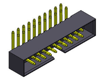 Type à angle droit de double rangée d'en-tête de boîte de lancement de 2AMP 2mm - 2 *8-2*25Pin
