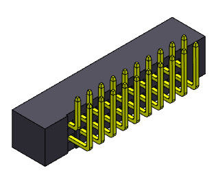 Type à angle droit de double rangée d'en-tête de boîte de lancement de 2AMP 2mm - 2 *8-2*25Pin