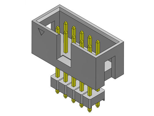 rangée de connecteur d'en-tête de boîte de 2.54mm la double a élevé le type droit d'immersion - 2 *3-2*32Pin 3AMP