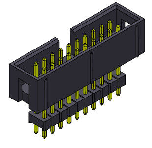 rangée de connecteur d'en-tête de boîte de 2.54mm la double a élevé le type droit d'immersion - 2 *3-2*32Pin 3AMP