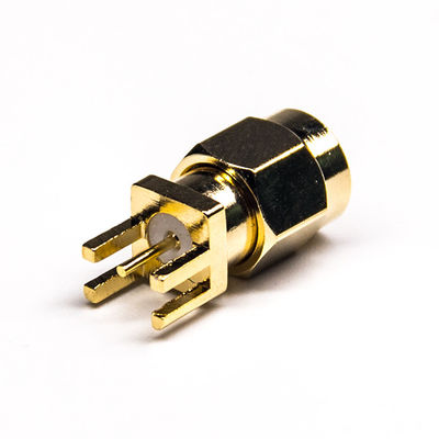 Plein connecteur masculin coaxial en laiton du connecteur SMA de rf pour la carte PCB 180° vertical