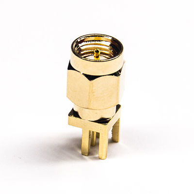 Plein connecteur masculin coaxial en laiton du connecteur SMA de rf pour la carte PCB 180° vertical