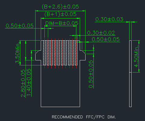 Le connecteur Fpc de 4 broches à 68 broches à angle droit de 90°