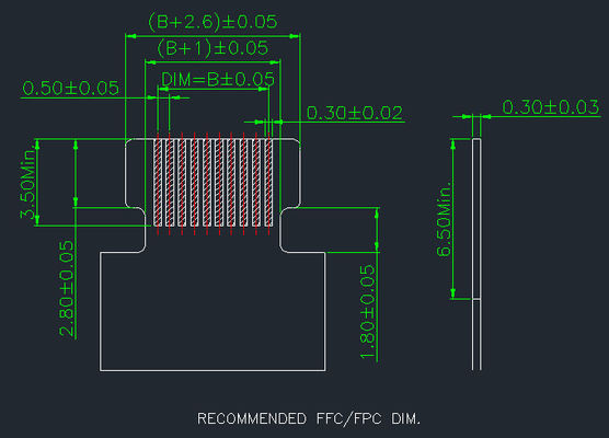 Le connecteur Fpc de 4 broches à 68 broches à angle droit de 90°